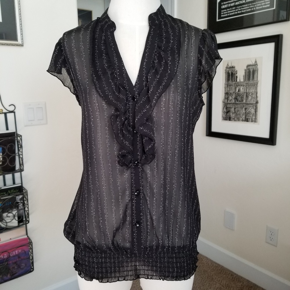 Maurice's sheer black blouse size M polyester EUC